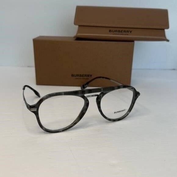 New Authentic EVEGLASSES CHARCOAL CHECK / CLEAR LENS Burberry OBE2377 - Picture 13 of 14